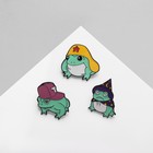 Набор значков (3 шт.) «Лягухи», цветной в чёрном металле - Фото 1