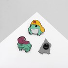 Набор значков (3 шт.) «Лягухи», цветной в чёрном металле - Фото 3