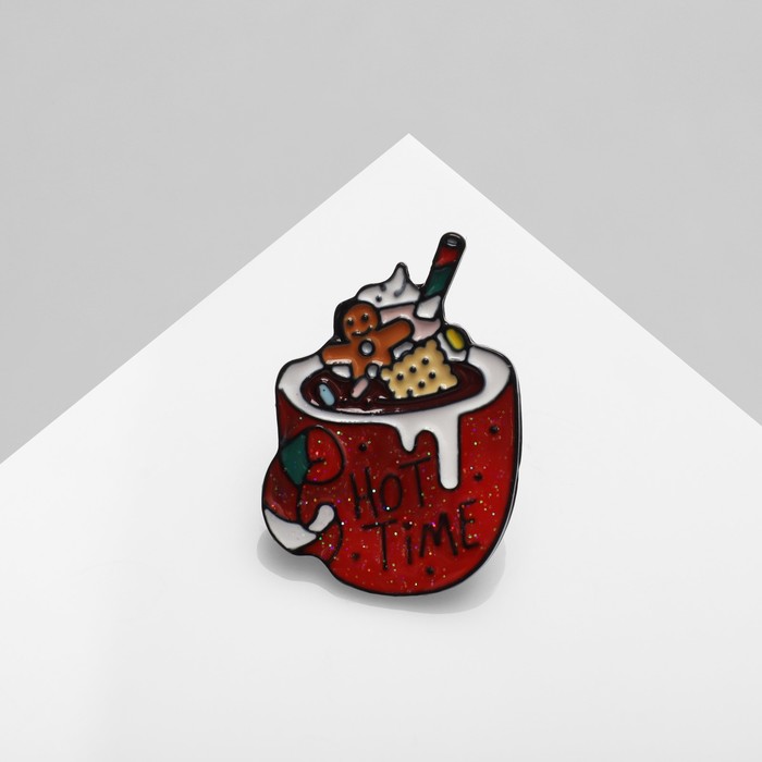 Значок «Пряность» кружка со сладостями, цветной в чёрном металле - Фото 1