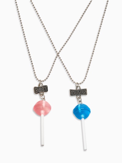 Кулоны «Неразлучники» леденцы, цвет сине-розовый, 40.5 см