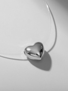 Кулон «На леске» сердце, цвет белый в серебре, 33 см - фото 61049572