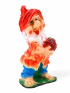 Садовая фигура из гипса «Гном с клубникой» красный, 20×30×65 см - фото 51702085