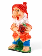 Садовая фигура из гипса «Гном с клубникой» красный, 20×30×65 см - фото 59296307