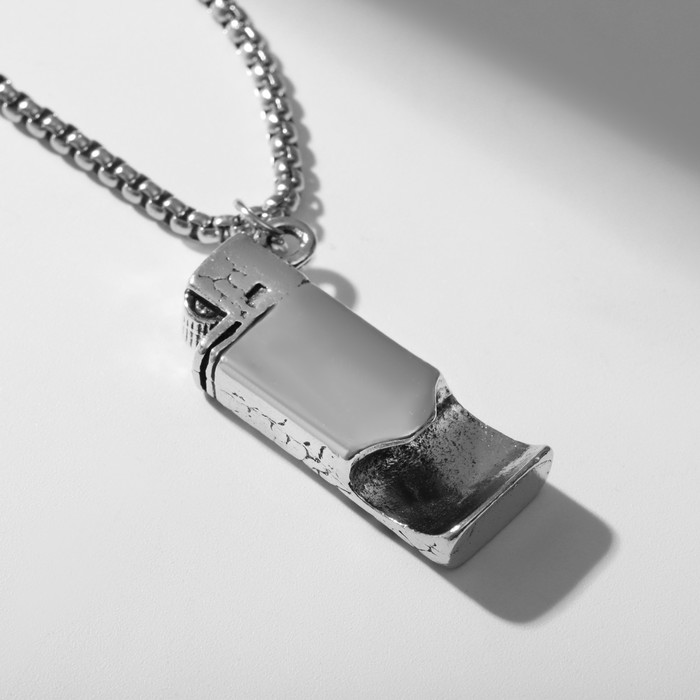Кулон мужской "Открывашка" зажигалка, цвет серебро, 69 см