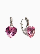 Серьги со стразами «Сердце» мерцание, розовые в серебре - Фото 1