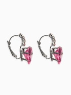 Серьги со стразами «Сердце» мерцание, розовые в серебре - Фото 2