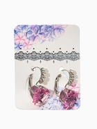 Серьги со стразами «Сердце» мерцание, розовые в серебре 10137097