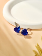 Серьги со стразами «Сердце» мерцание, синие в серебре - Фото 5