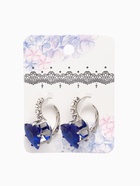 Серьги со стразами «Сердце» мерцание, синие в серебре - Фото 7