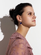 Серьги со стразами «Сердце», мерцание, синие в серебре - Фото 9