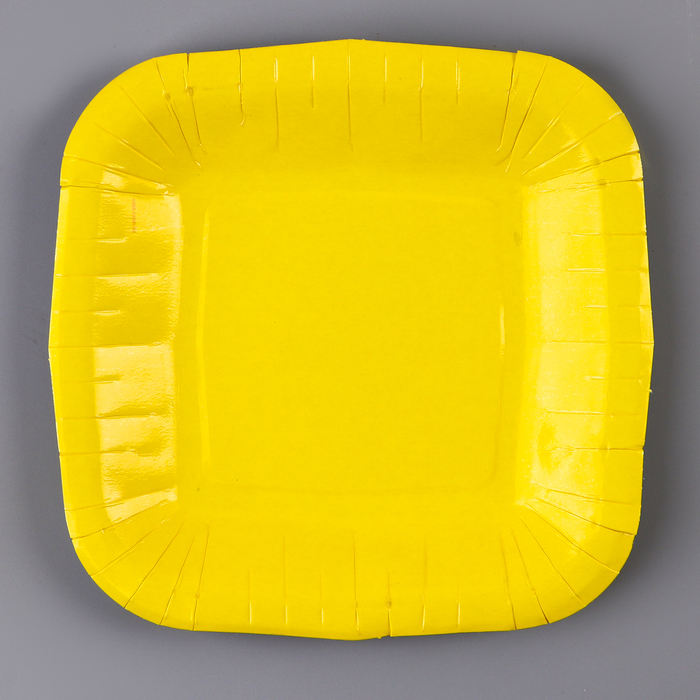 Тарелка бумажная квадратная "желтая",квадратная, 16,5х16,5 см