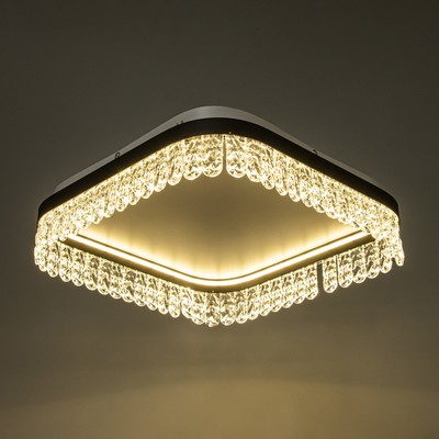 Люстра BayerLux «Бахрома», LED, 63 Вт, 3000-6000К, черный/белый, 50×50×12 см