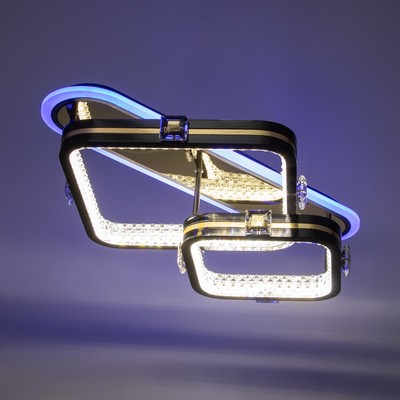 Люстра с пультом BayerLux «Круз», 2хLED, 88 Вт, 3000-6000К, RGB, чёрно-золотистая, 63×45×16 см