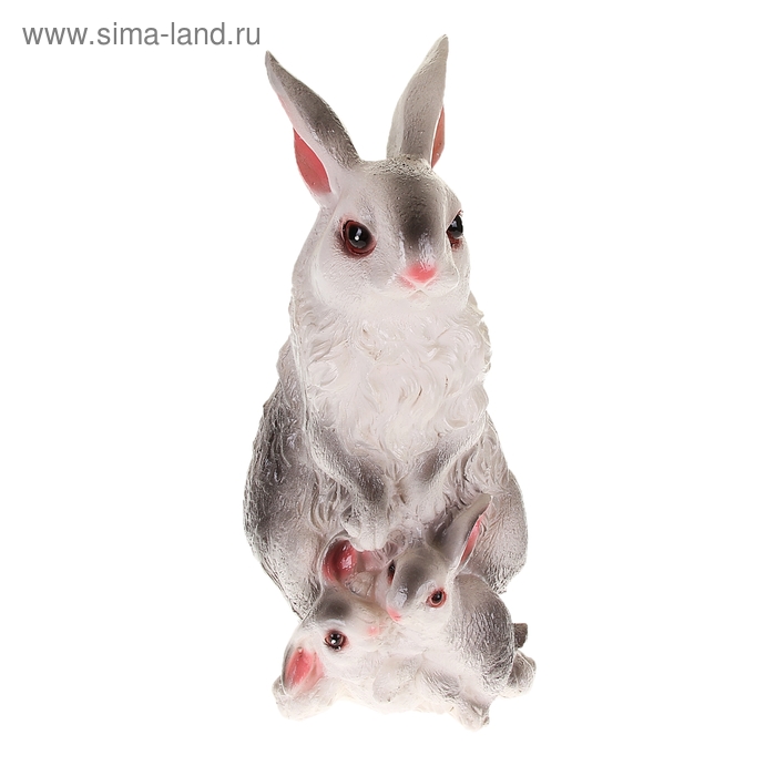 Садовая фигура "Семья зайцев" серые 16х25х37см - Фото 1