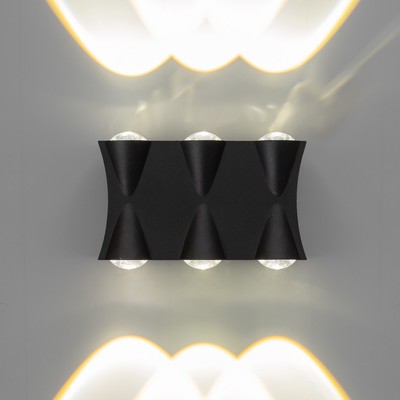 Бра BayerLux «Бисо», 6хLED, 6 Вт, 4000К, IP66, чёрный, 14×4.5×8 см