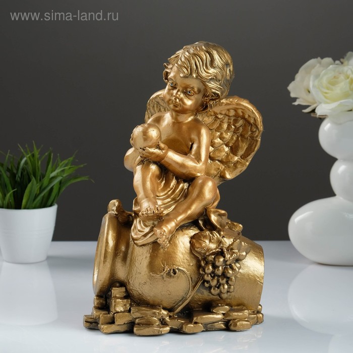 Фигура "Ангел сидя на кувшине" бронза 17х16х37см - Фото 1