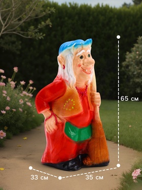 Садовая фигура из гипса «Бабка-Ёжка стоя», 33×35×65 см, МИКС