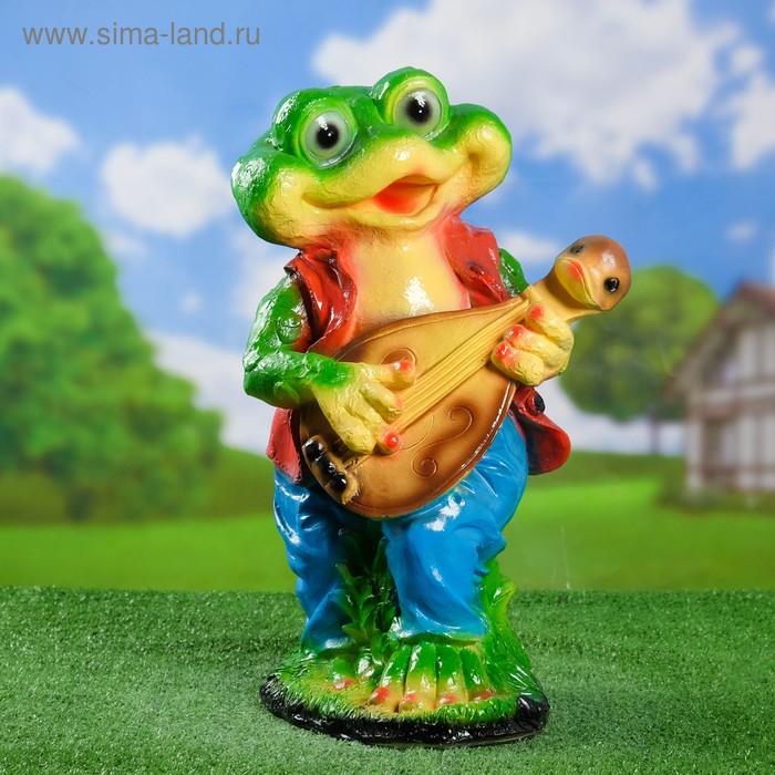 Садовая фигура "Лягушка с мандалиной" 18х26х51см - Фото 1