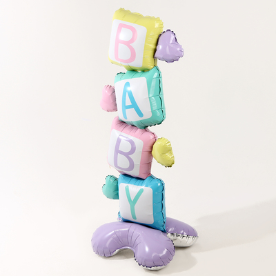 Воздушный шар фольгированный 62" «Кубики — BABY», фигура, на подставке