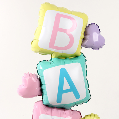 Воздушный шар фольгированный 62" «Кубики — BABY», фигура, на подставке
