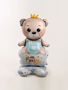 Воздушный шар фольгированный 62" «Мишка в короне — мальчик», на подставке - Фото 2