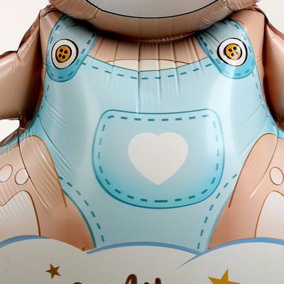 Воздушный шар фольгированный 62" «Мишка в короне — мальчик», фигура, на подставке