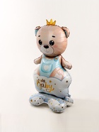 Воздушный шар фольгированный 62" «Мишка в короне — мальчик», на подставке - Фото 3