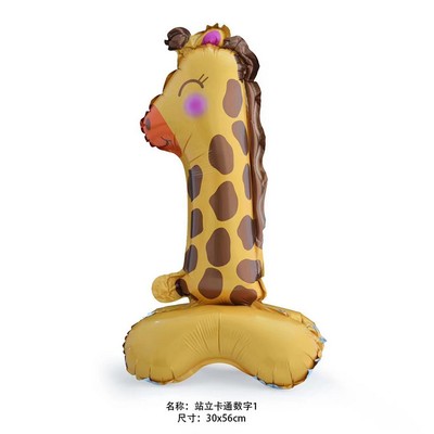 Воздушный шар фольгированный 24" «Цифра 1. Жираф», на подставке