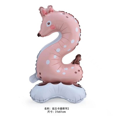 Воздушный шар фольгированный 24" «Цифра 2», на подставке