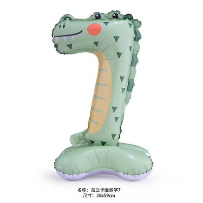 Воздушный шар фольгированный 24" «Цифра 7. Крокодил», на подставке