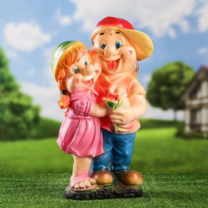 Садовая фигура "Мальчик с девочкой" средняя 21х23х48см МИКС - Фото 1