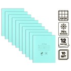 Комплект тетрадей из 10 штук, 12 листов в клетку КПК "Зелёная обложка", блок №2, белизна 75% (серые листы) - Фото 1
