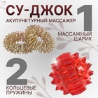 Массажёр «Су-джок», d = 3,5 см, с 2 кольцами, цвет красный - Фото 1