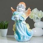 Фигура "Ангел в платье с букетом" бело-голубой 20х22х35см - Фото 1