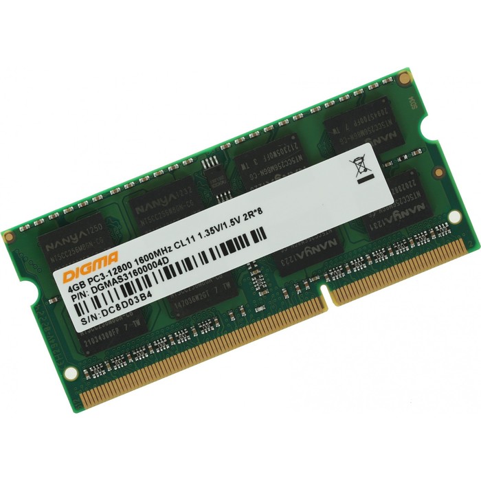 Модуль памяти DDR3 4Gb 1600MHz DGMAS31600004D RTL PC3-12800 CL11 SO-DIMM 204-pin 1.5В dual rank - фото 51623359