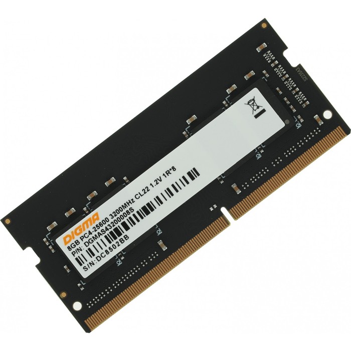 Модуль памяти DDR4 8Gb 3200MHz DGMAS43200008S RTL PC4-25600 CL22 SO-DIMM 260-pin 1.2В single rank - фото 51632381