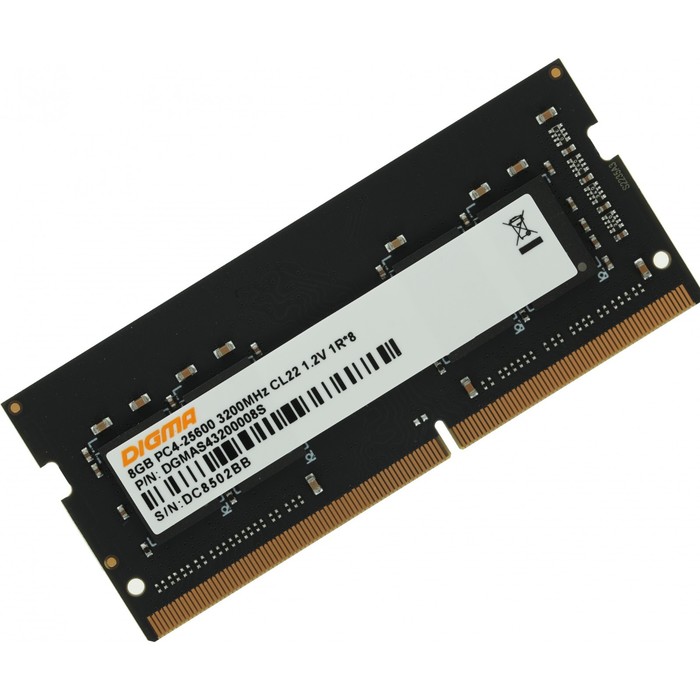 Модуль памяти DDR4 8Gb 3200MHz DGMAS43200008S RTL PC4-25600 CL22 SO-DIMM 260-pin 1.2В single rank - фото 51632382