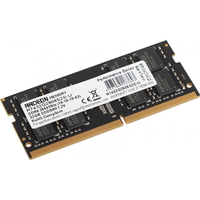 Модуль памяти DDR4 32Gb 2666MHz R7432G2606S2S-U Radeon R7 RTL PC4-21300 CL19 SO-DIMM 260-pin 1.2В - Фото 1