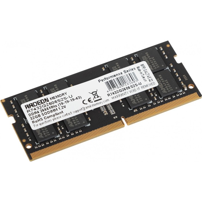 Модуль памяти DDR4 32Gb 2666MHz R7432G2606S2S-U Radeon R7 RTL PC4-21300 CL19 SO-DIMM 260-pin 1.2В - фото 51623364