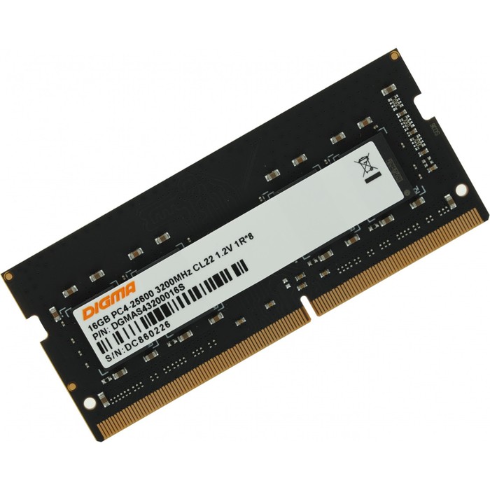 Модуль памяти DDR4 16Gb 3200MHz DGMAS43200016S RTL PC4-25600 CL22 SO-DIMM 260-pin 1.2В single rank - фото 51623376