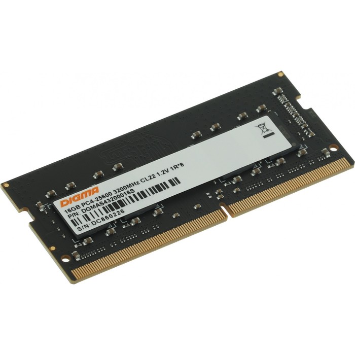 Модуль памяти DDR4 16Gb 3200MHz DGMAS43200016S RTL PC4-25600 CL22 SO-DIMM 260-pin 1.2В single rank - фото 51623377