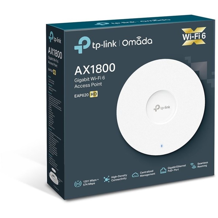 Точка доступа TP-Link EAP620 HD AX1800, 10/100/1000BASE-TX, белый - фото 51627120