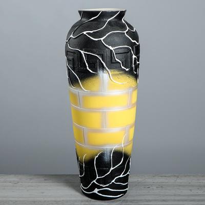 Ваза керамическая "Арго", напольная, роспись, жёлто-чёрная, 65 см