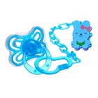 Соска - пустышка силиконовая классическая Крошка Я «Зайка», от 6 мес., с колпачком, держатель, голубой - Фото 2