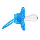 Соска - пустышка силиконовая классическая Крошка Я «Зайка», от 6 мес., с колпачком, держатель, голубой - Фото 4