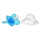 Соска - пустышка силиконовая классическая Крошка Я «Зайка», от 6 мес., с колпачком, держатель, голубой - Фото 6