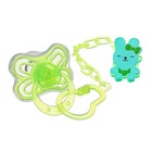 Соска - пустышка силиконовая классическая Крошка Я «Зайка», от 6 мес., с колпачком, держатель, зеленый - Фото 2