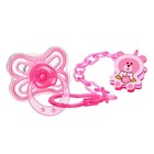 Соска - пустышка силиконовая классическая Крошка Я «Мишка», от 6 мес., с колпачком, держатель, розовый - Фото 2