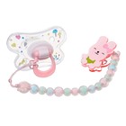 Соска - пустышка силиконовая ортодонтическая M&B «Зайка», от 12 мес., с колпачком, держатель, розовый - Фото 2