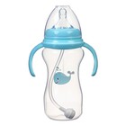 Бутылочка для кормления M&B, широкое горло Ø50 мм, от 6 мес., 300 мл., голубой - Фото 3